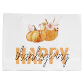 Waterverf Pompoenen en Oranje Happy Thanksgiving Groot Cadeauzakje (Achterkant)