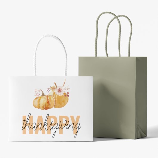 Waterverf Pompoenen en Oranje Happy Thanksgiving Groot Cadeauzakje