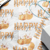 Waterverf Pompoenen en Oranje Happy Thanksgiving Inpakpapier Vel