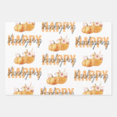 Waterverf Pompoenen en Oranje Happy Thanksgiving Inpakpapier Vel (Voorkant)