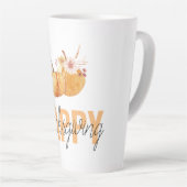 Waterverf Pompoenen en Oranje Happy Thanksgiving Latte Mok (Rechterhoek)