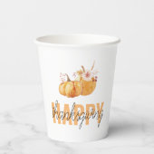 Waterverf Pompoenen en Oranje Happy Thanksgiving Papieren Bekers (Achterkant)