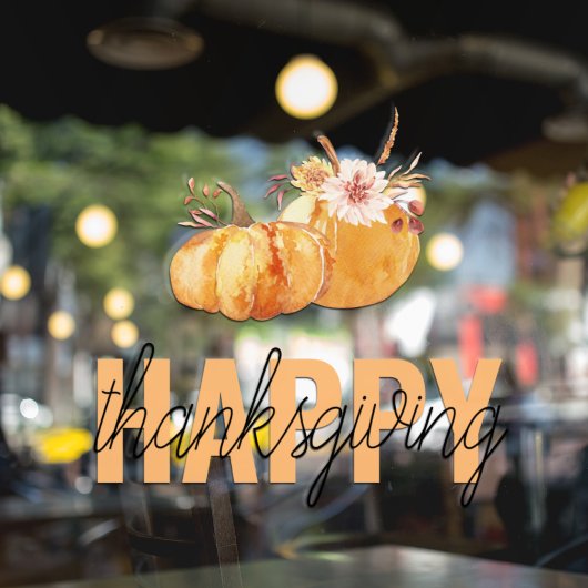 Waterverf Pompoenen en Oranje Happy Thanksgiving Raamsticker