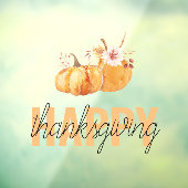 Waterverf Pompoenen en Oranje Happy Thanksgiving Raamsticker (Vel 3)