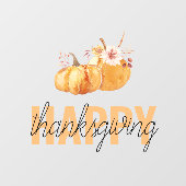 Waterverf Pompoenen en Oranje Happy Thanksgiving Raamsticker (Vel)