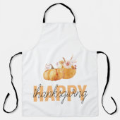 Waterverf Pompoenen en Oranje Happy Thanksgiving Schort (Voorkant)