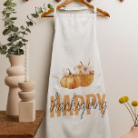 Waterverf Pompoenen en Oranje Happy Thanksgiving Schort<br><div class="desc">Best Gift For Your Friends And Family,  Personalized Thanksgiving Text With Autumn Colors. Happy Thanksgiving With Watercolor Pumpkins With Flowers. Ideas for decorate you home on Thanksgiving</div>