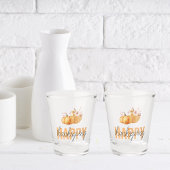 Waterverf Pompoenen en Oranje Happy Thanksgiving Shot Glas