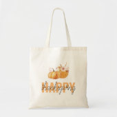 Waterverf Pompoenen en Oranje Happy Thanksgiving Tote Bag (Voorkant)