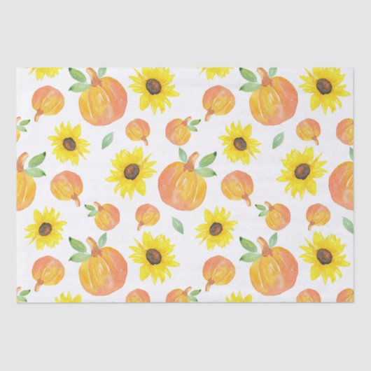 Waterverf pompoenen en zonnebloemen tissuepapier (Voorkant)
