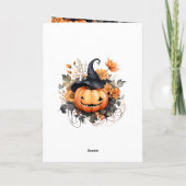 Waterverf pompoenen familie foto Happy Halloween Kaart (Achterkant)