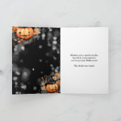 Waterverf pompoenen familie foto Happy Halloween Kaart (Binnen)