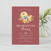waterverf pompoenen floral Thanksgiving Diner Kaart (Staand voorkant)