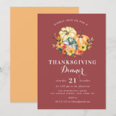 waterverf pompoenen floral Thanksgiving Diner Kaart (Voorkant / Achterkant)