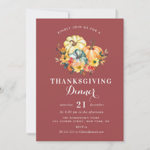 waterverf pompoenen floral Thanksgiving Diner Kaart
