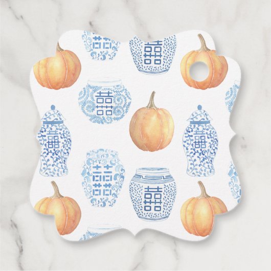 Waterverf Pompoenen Gemberpot Herfst Baby Shower Bedankjes Labels (Achterkant)