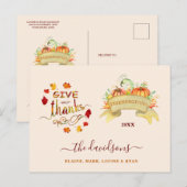 Waterverf Pompoenen Geven Dank Friendsgiving Briefkaart (Voorkant / Achterkant)