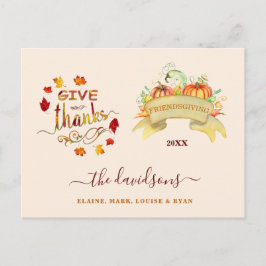 Waterverf Pompoenen Geven Dank Friendsgiving Briefkaart