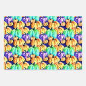 Waterverf pompoenen Halloween Wrapping Paper Pack (Voorkant 3)