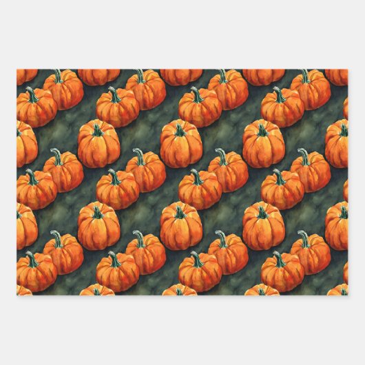 Waterverf pompoenen Halloween Wrapping Paper Pack (Voorkant 2)