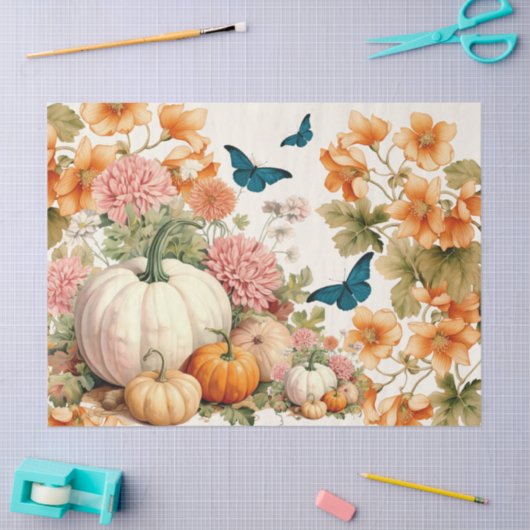 Waterverf Pompoenen & Herfst Foliage Decoupage Tissuepapier (Craft)