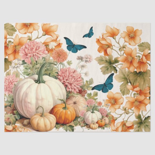 Waterverf Pompoenen & Herfst Foliage Decoupage Tissuepapier (Voorkant)
