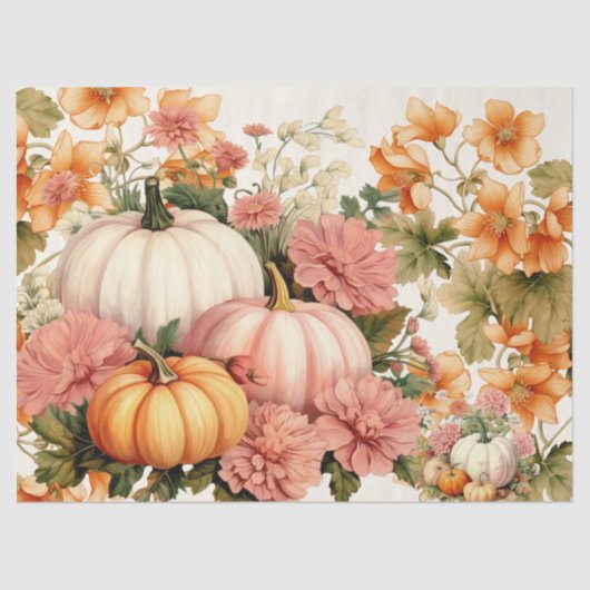 Waterverf Pompoenen & Herfst Foliage Decoupage Tissuepapier (Voorkant)