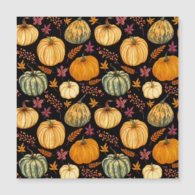 Waterverf pompoenen: herfst naadloos patroon. (Voorkant)