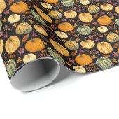 Waterverf pompoenen: herfst naadloos patroon. cadeaupapier (Rol Hoek)