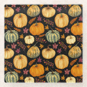 Waterverf pompoenen: herfst naadloos patroon. glazen onderzetter (Voorkant)