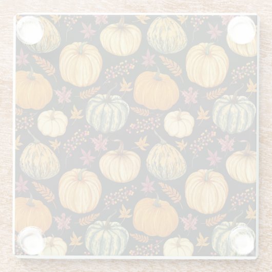 Waterverf pompoenen: herfst naadloos patroon. glazen onderzetter (Achterkant)
