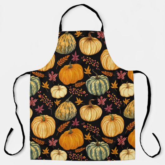 Waterverf pompoenen: herfst naadloos patroon. schort (Voorkant)