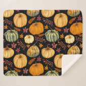 Waterverf pompoenen: herfst naadloos patroon. sherpa deken (Voorkant (horizontaal))