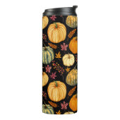 Waterverf pompoenen: herfst naadloos patroon. thermosbeker (Gedraaid links)