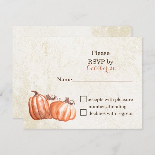 waterverf pompoenen herfst oogst bruiloft RSVP kaa Kaart (Voorkant / Achterkant)