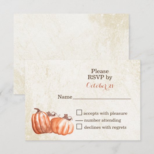waterverf pompoenen herfst oogst bruiloft RSVP kaa Kaartje (Voorkant / Achterkant)