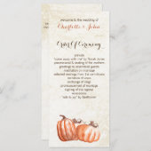 waterverf pompoenen herfst oogsten bruiloft progra programmakaart (Voorkant / Achterkant)