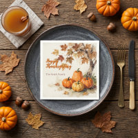 Waterverf Pompoenen Herfstbladeren Thanksgiving