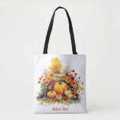 Waterverf pompoenen herfstbloemen tote bag (Voorkant)