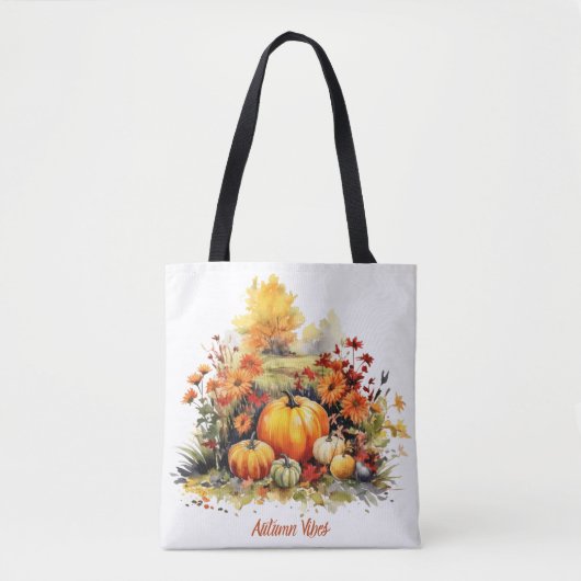 Waterverf pompoenen herfstbloemen tote bag (Voorkant)