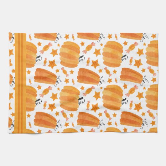 Waterverf pompoenen keukenhanddoeken (Horizontaal)