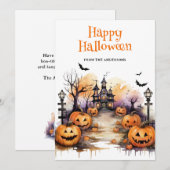Waterverf pompoenen Kinder Happy Halloween Kaart (Voorkant / Achterkant)