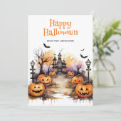 Waterverf pompoenen Kinder Happy Halloween Kaart (Staand voorkant)