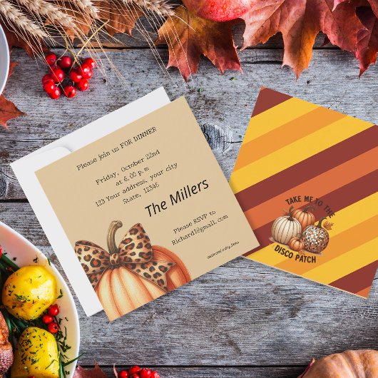 Waterverf Pompoenen kleurrijke Thanksgiving Diner Kaart