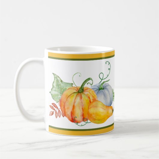 Waterverf pompoenen  koffiemok (Links)