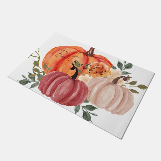 Waterverf pompoenen met aangepaste tekst deurmat (Schuin)
