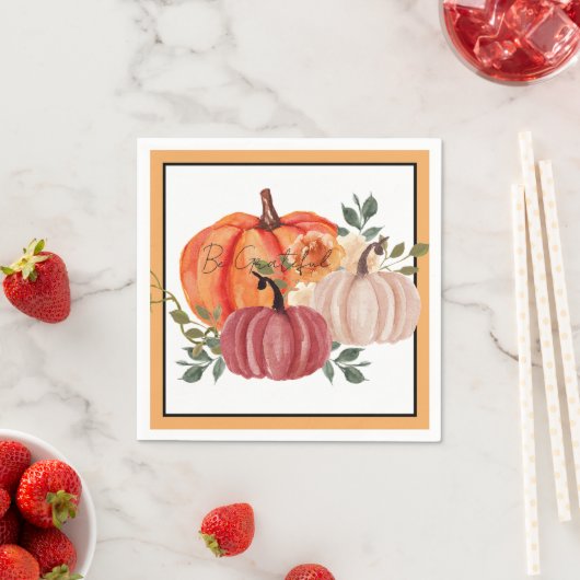 Waterverf pompoenen met aangepaste tekst servet (Insitu)