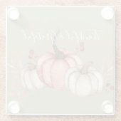 Waterverf Pompoenen op Sage Glazen Onderzetter (Achterkant)