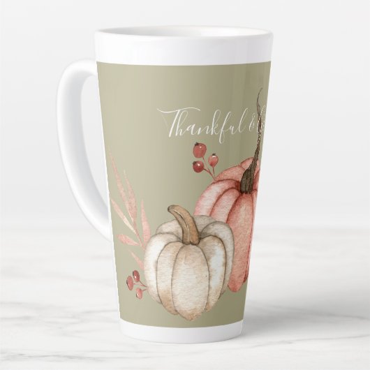 Waterverf Pompoenen op Sage Latte Mok (Linkerhoek)