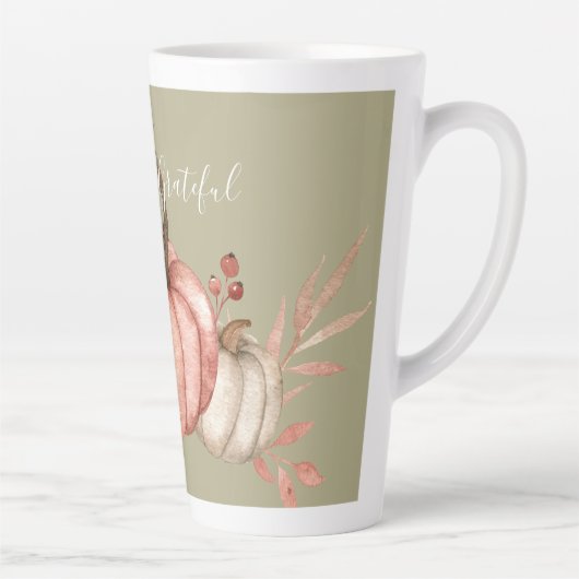 Waterverf Pompoenen op Sage Latte Mok (Rechts)